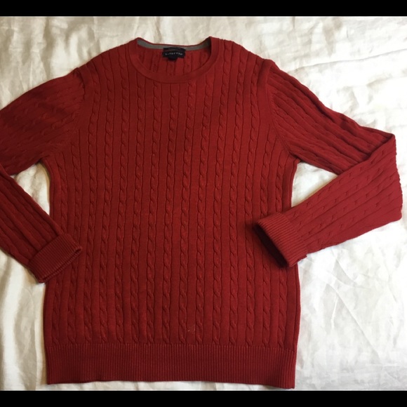Lands' End Sweaters Lands End Men Sz Medium Red Cable Knit Sweater Poshmark